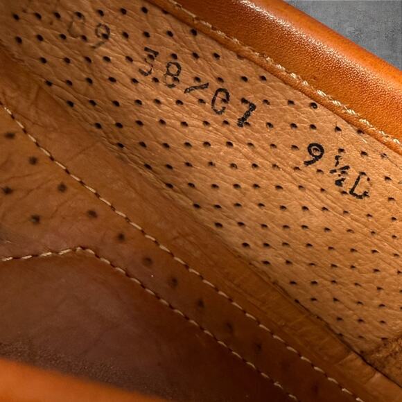 Allen Edmonds Capri Mens 9.5 D Woven Leather Penny Loafers Cognac Brown Italy main image 10